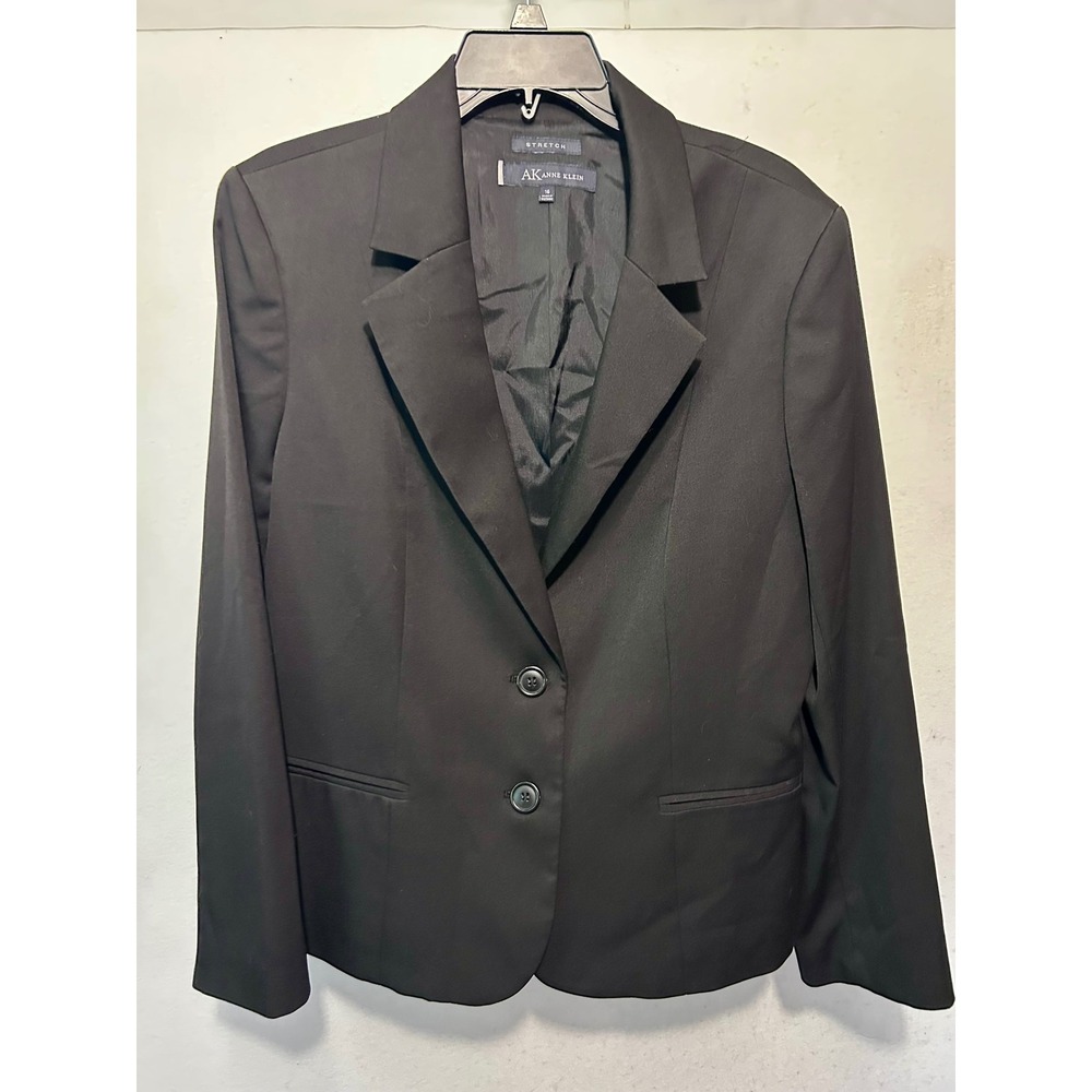 Anne Klein Black Stretch Two Button Blazer Jacket Womens Size 16 Business Office